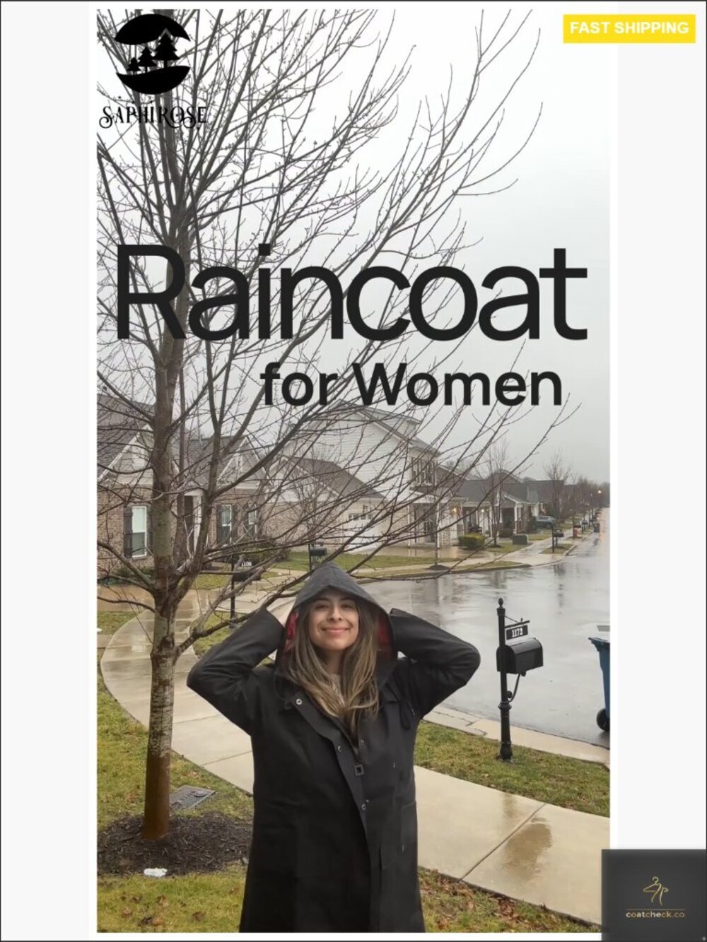 Waterproof Trench Coat Hooded Windbreaker Lightweight Rain Jacket Women's - Picture 7 of 7